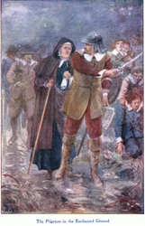 The Pilgrims in the enchanted ground, från The Pilgrims Progress publicerad av John F Shaw & Co, c.1900-talet (färg litho)