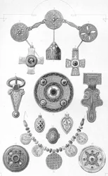 anglosaxiska reliker. Personliga prydnader av guld och brons, 1886