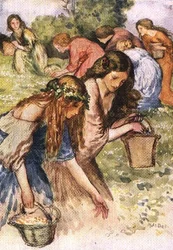 Det finns en äng vid flodens sida, en flock nymfer som jag råkade titta på, från Palgraves Golden Treasury, publicerad 1907 (färg litho)