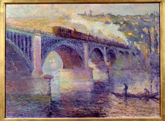 Le pont aux Anglais, solnedgången Målning av Robert Pinchon (1886-1943) 1900-talets sön. 0,52x0,73 m Rouen, Museum of Fine Arts