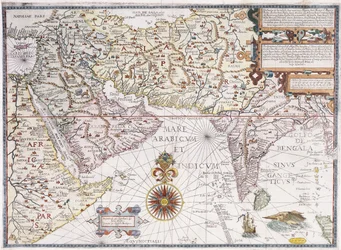 En karta över Östafrika, Arabien och Indien, 1598