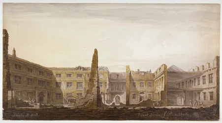 Blackwell Hall under rivning, City of London, 1819