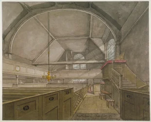 Inre av kapellet i Church of St Bartholomew-the-Great, Smithfield, City of London, 1818