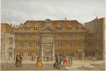 Utsikt över Blackwell Hall på King Street, City of London, 1819.