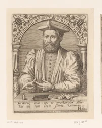 Porträtt av Guillaume Philandrier Guilelmus Philander Castili oneus architectus (titel på objekt) Porträttserie av forskare från 1400- och 1500-talet (serietitel)