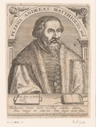 Porträtt av Pietro Andrea Mattioli Peter Andrew Matthews Med. (titel på objekt) Porträttserie av forskare från 1400- och 1500-talet (serietitel)