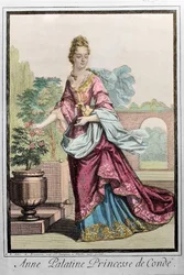 Anne Palatine, prinsessa av Conde (Anne de Baviere (1648-1723) (Anne Henriette Julie de Baviere) (Anne Henriette av Bayern) (Anna del Palatinato) - gravyr av Robert Bonnart -