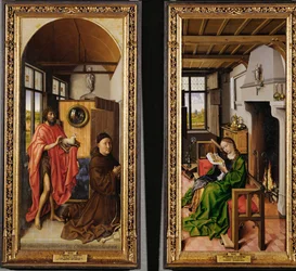 Johannes Döparen och den franciskanske teologen Heinrich von Werl och den heliga Barbara (målning på trä)
