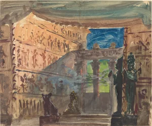 Interiör av ett forntida egyptiskt tempel