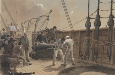 Splitsning av kabeln efter den första olyckan ombord på Great Eastern, 25 juli 1865, 1865-66.