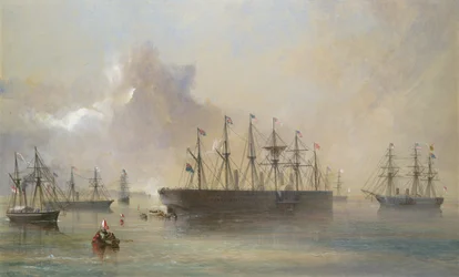 Atlantic Telegraph Cable Fleet samlad vid Berehaven, Irlands sydvästra kust..., 1866.