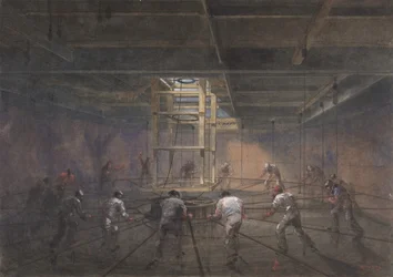 Vy över det inre av en av stridsvagnarna ombord på Great Eastern, 1865-66.