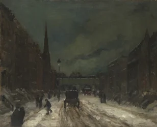 Street Scene with Snow (57th Street, NYC.), 1902