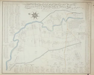 En ny och korrekt karta över Hackney Marsh, 1745