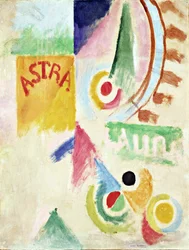 Fotboll. Cardiff Team - Målning av Robert Delaunay (1885-1941), Olja på papper 1916