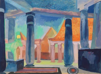 Scenografi för Cleopatra, ca 1918 (akvarell, gouache, metallic färg och grafit på papper)