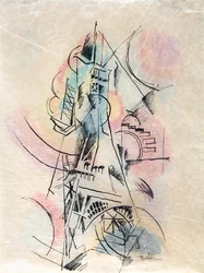 Studie för La Tour Eiffel, ca. 1911.