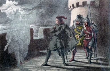 Hamlet ser sin far spöka på borgen Helsingörs slott