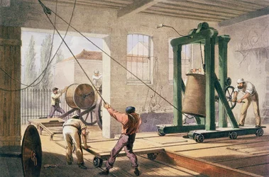 Preparing the Cable, från "The Atlantic Telegraph" av William Howard Russell, publicerad 1866 (färglitografi) (se även 192775)