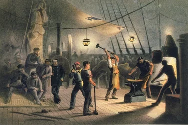 The Forge på däck på Great Eastern, natten till den 9 augusti