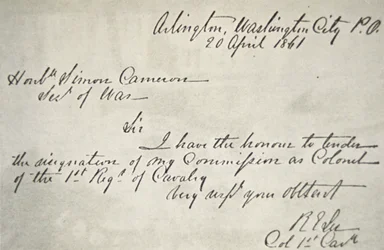 Robert E. Lees avskedsbrev från den federala armén, 20 april