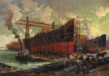 Skeppsbyggnad i Ashbridges Bay, Toronto, 1918