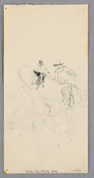 Ritning, Yttervägg: Bay, Balcony, and Cornice (recto); Två figurer och oidentifierade linjer (verso), 1882