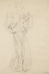 Study for Moods to Music, 1893-95 (grafit med gul penna på buffvävt papper)