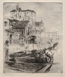 Venetianska kanalen och båtar, nr 8