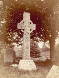 South High Cross i Castledermot, Co. Kildare, Irland (sepiafoto)