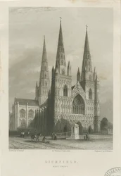 Lichfield Cathedral - West Front: stålgravyr, nd [c 1835-1842] (tryck)