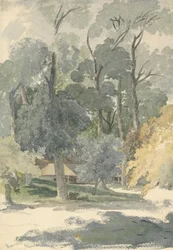 Träd och lador i Ashstead Park, Surrey