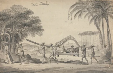 Resenär i en Palanquin i Indien