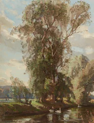 On the Knows Mill Lade, Prestonkirk (olja på duk)