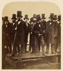 I. K. Brunel och andra som iakttar sjösättningsförsöket med "Great Eastern"
