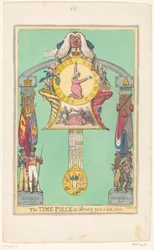 Klocka med drottningen på urtavlan, 1820 The Time Piece! & listiga Jack på båda sidor