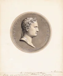 Kejsar Napoleon I, i profil till höger - En design för en medalj