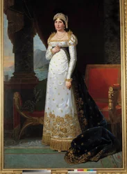 Portrait en pied de Laetitia Bonaparte (Letizia Maria Ramolino) (1750-1836), Madame Mere Målning av Robert Lefevre (1755-1830) 1813. Dim. 2,35 x 1,50 m. Versailles, Musee du Chateau - Hellängdsporträtt av Marie Laetitia Bonaparte (1750-1836) född Ramol