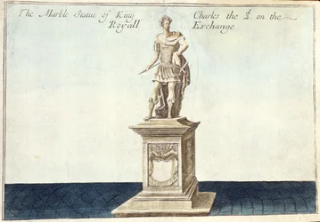 Marmorstaty av kung Charles II (1630-85) på Royal Exchange, från 