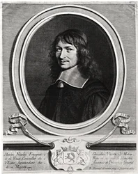 Porträtt av Nicolas Fouquet (1615-80) 1662 (gravyr) (s/v foto)