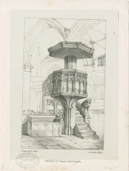 Wolverhampton - Predikstol i Peterskyrkan: litografi, nd [c 1844] (tryck)