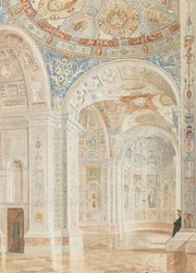Interiör av Villa Madama med dekorationer av Giulio Romano och Baldassare Peruzzi, 1897.