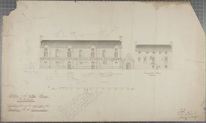 Arkitektritning av universitetsbiblioteket, 1827 (penna & wc på papper)