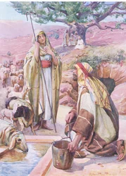 Rachel vid brunnen, från The Bible Picture Book utgiven av Thomas Nelson, c.1950