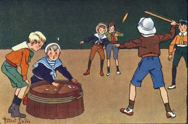 Osellets och quinet. Gravering i "" Vad spelar vi? ”” av E. Weber med akvarellteckningar av Robert Salles (1871-1929). Librairie Garnier Freres, Paris