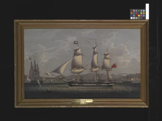 A British Packet Ship On The Clyde (キャンバスに油彩)スウェーデン語