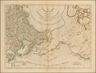 1775 års karta - De ryska upptäckterna, från den karta som publicerades av den kejserliga akademin i S:t Petersburg