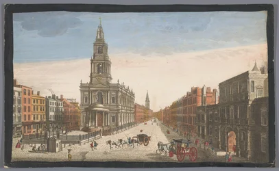 Utsikt över Somerset House och Saint Mary-le-Strand Church i London En vy av Somerset House, med St. Marys Church i Strand London (titel på objektet) London (serietitel)