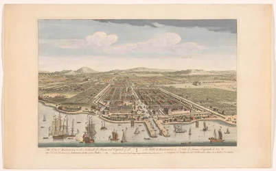 Utsikt över staden Batavia Staden Batavia på ön Java och huvudstad för alla holländska fabriker och bosättningar i Ostindien (titel på objektet) Nederzettingen van de VOC (serietitel)