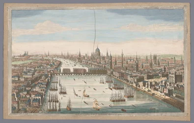 Utsikt över staden London En allmän bild av staden London, bredvid Themsen (titel på objektet) London (serietitel)